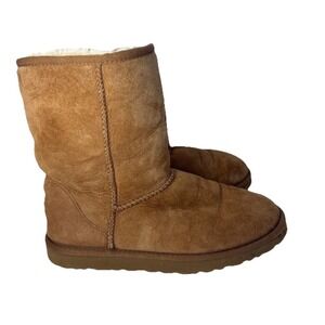Ugg Womens Classic Short II Winter Boots Brown Suede Mid Calf Pull On 8 M